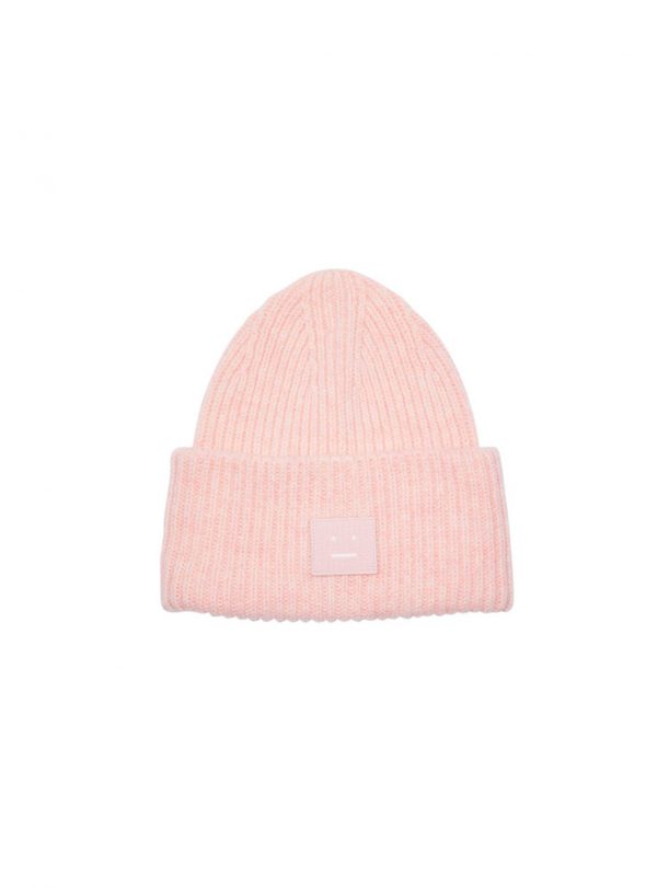 Acne Studios FACE PATCH KNIT BEANIE Faded pink melange