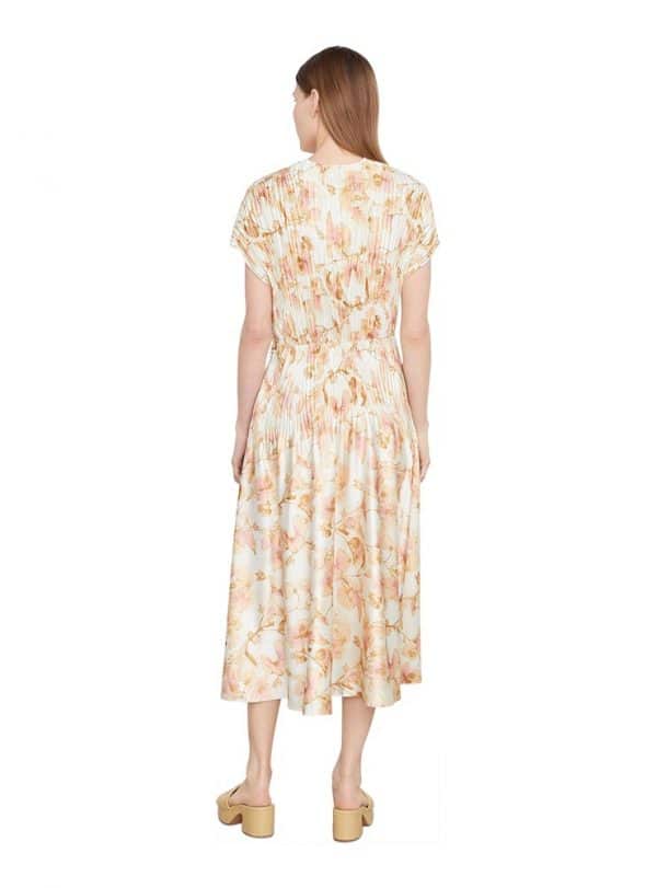 Vince Flora Crushed Cap Sleeve V Neck Dress