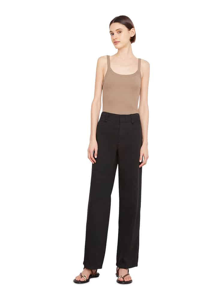 VINCE HIGH WAIST WASHED CASUAL PANT black