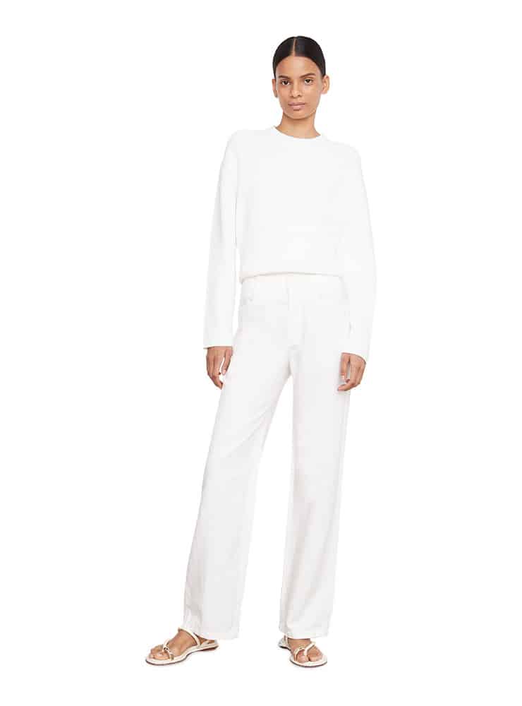 Vince High Waist Washed Casual Pant white