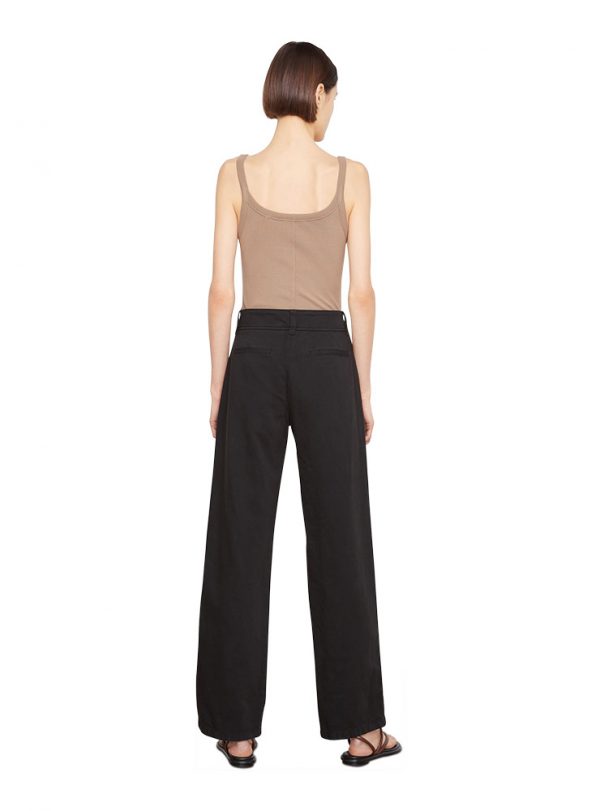 VINCE HIGH WAIST WASHED CASUAL PANT black