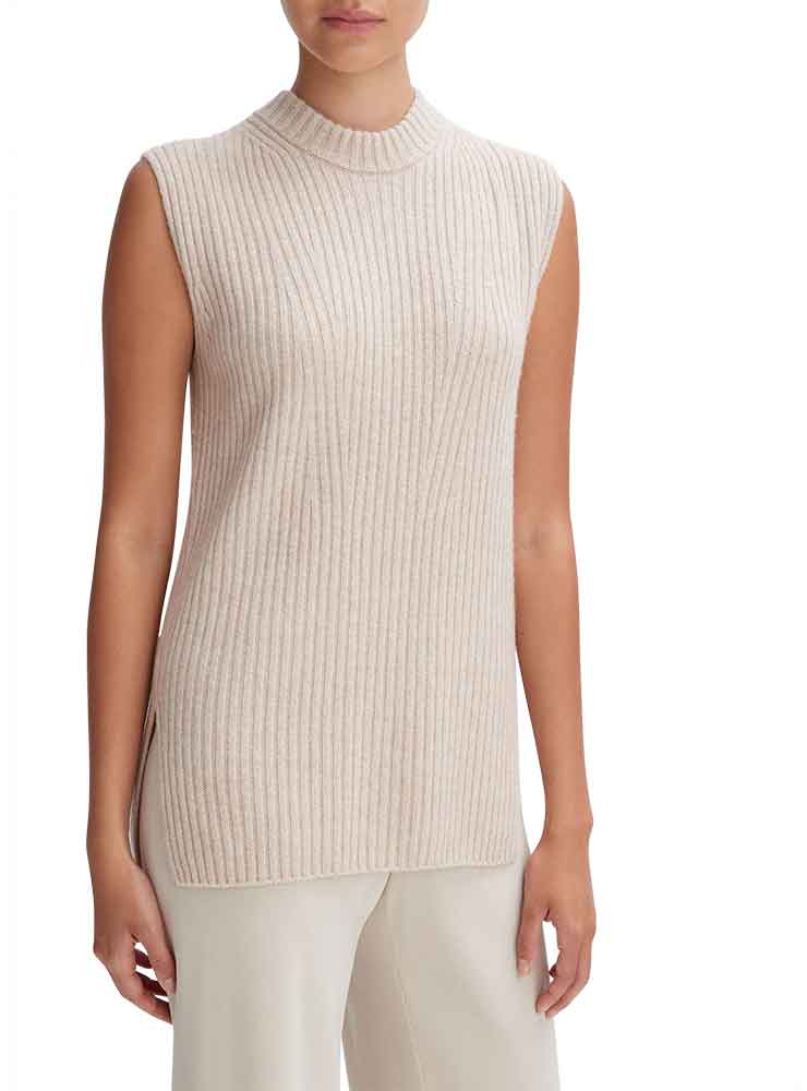 Vince Ribbed Wool and Cashmere Sleeveless Sweater