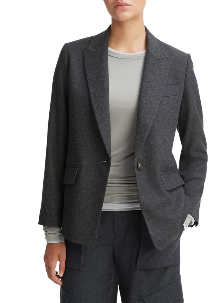 Vince Brushed Wool Blend Single Breasted Blazer