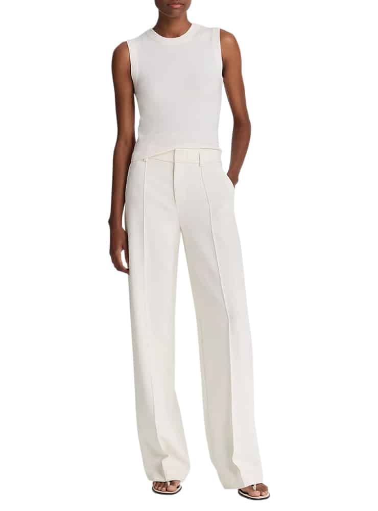 Vince Pintuck Wide-Leg Pant off white