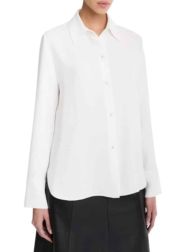 Vince Pearl Button Long Sleeve Shirt off white