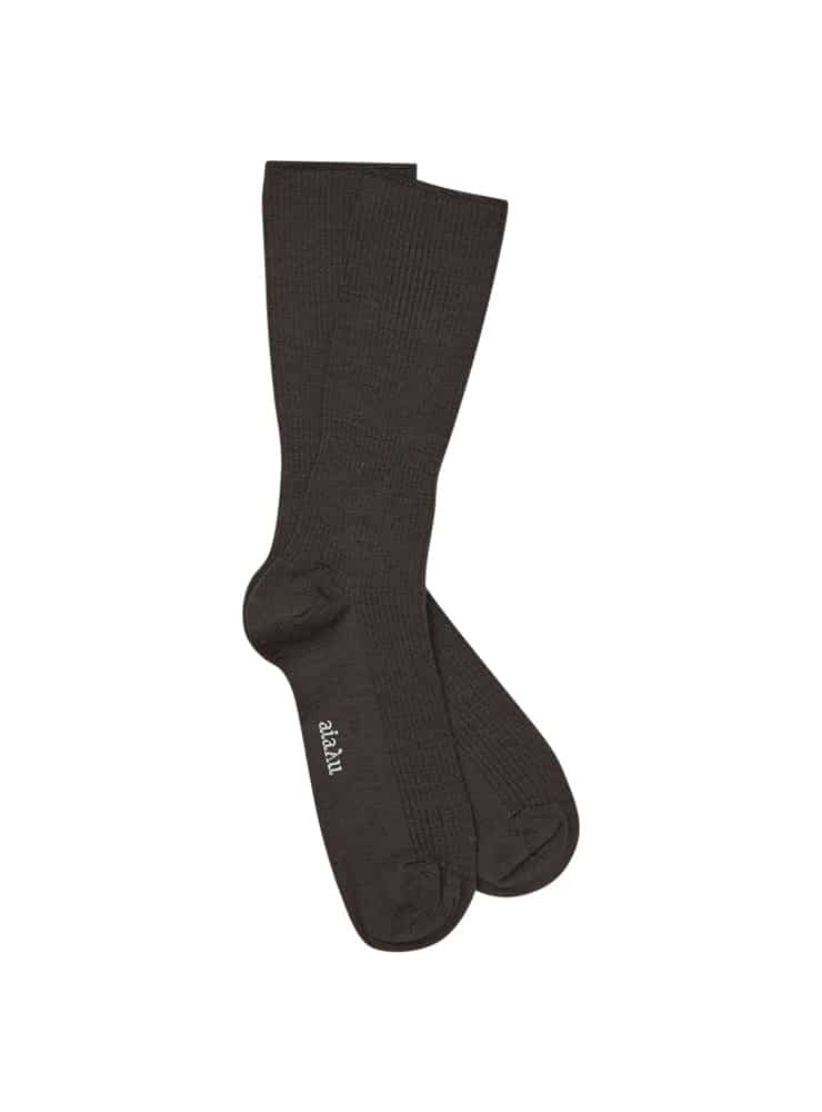 Aiayu Wool rib socks Brown