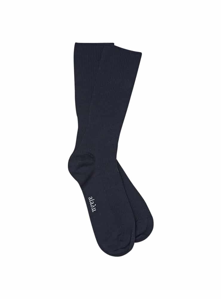 AIAYU WOOL RIB SOCKS navy