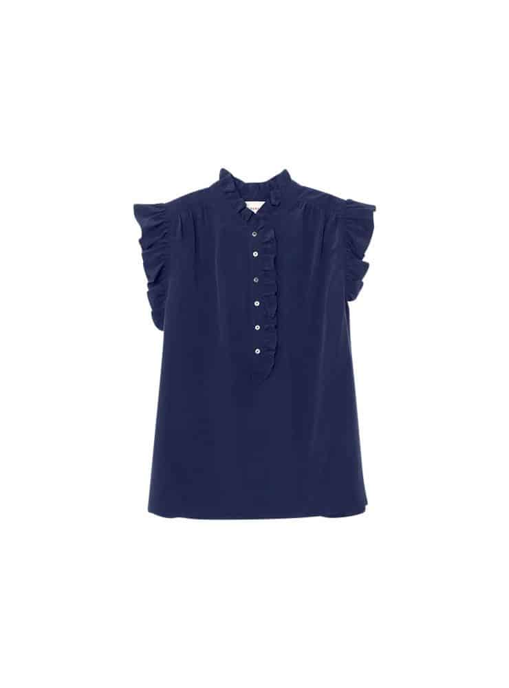 Xirena Brenna top navy silk