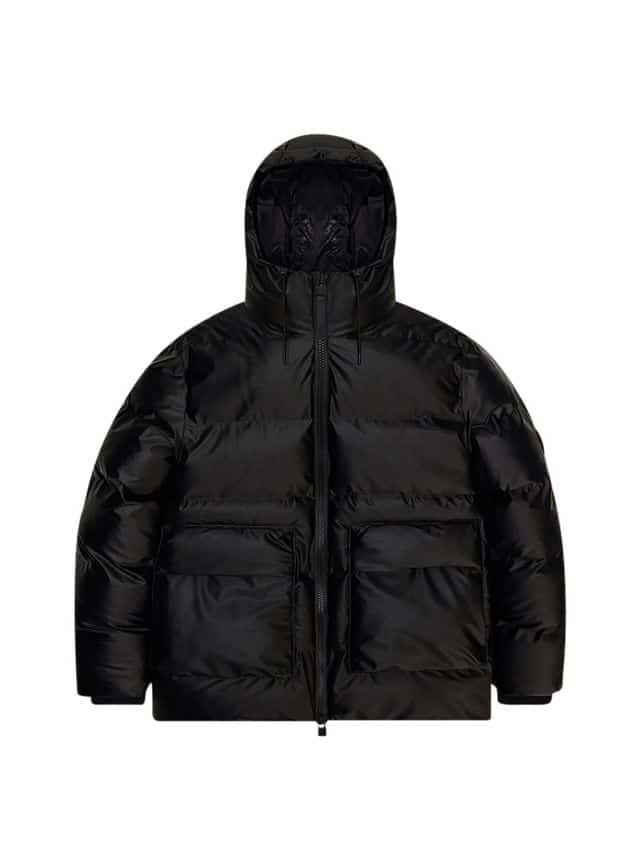 Rains Alta Puffer Cargo Jacket black grain