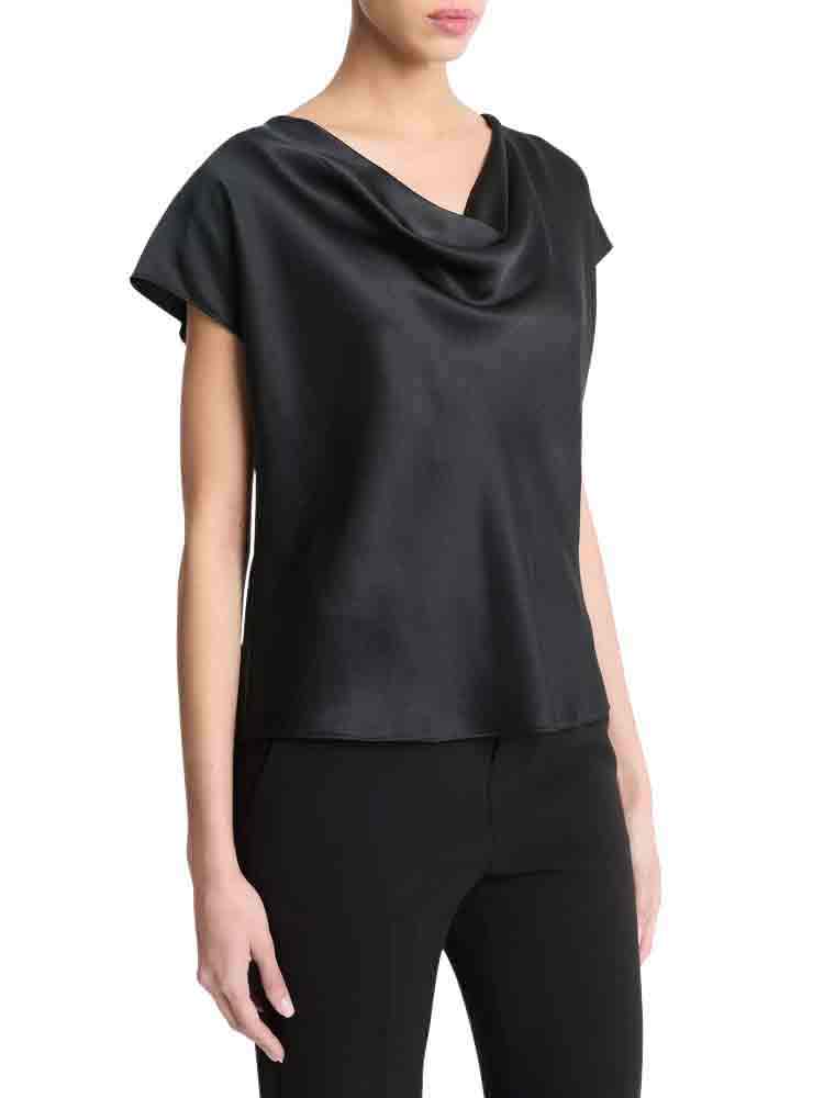 Vince Silk Cowl-Neck Blouse black