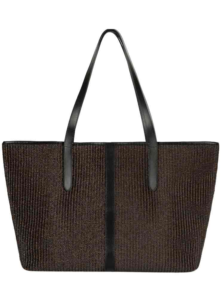 Infinito 2012 Cathrine large tote raffia dark brown