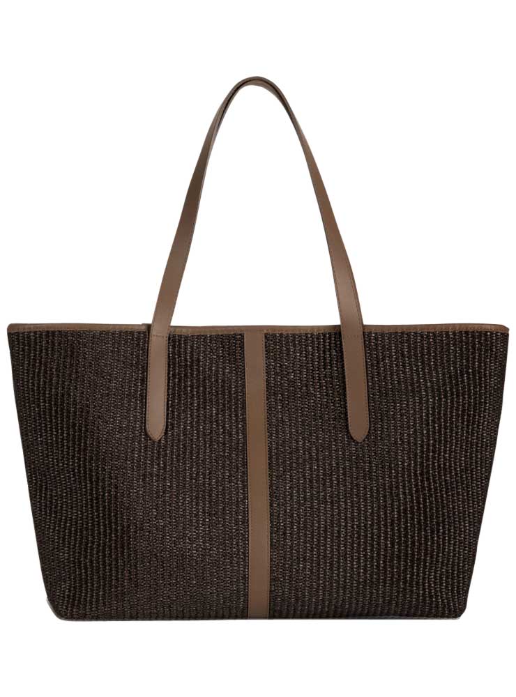 INFINITO 2012 CATHRINE LARGE TOTE RAFFIA DARK BROWN