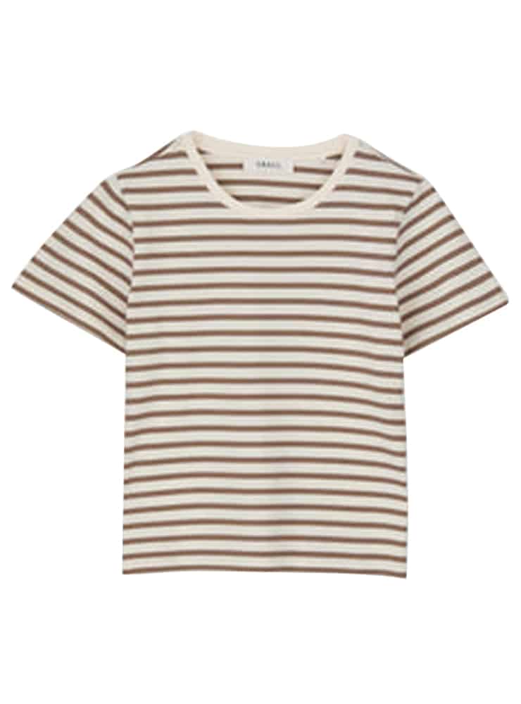 Skall studio Loui regular tee Light brown White stripe