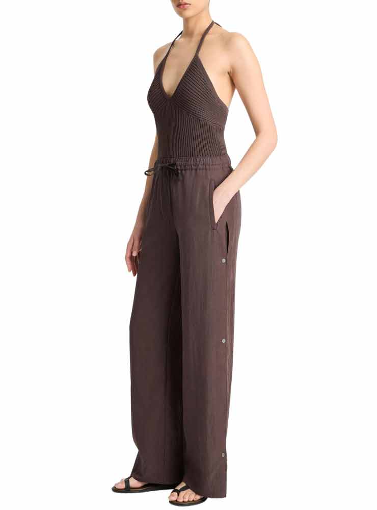 Vince Side-Snap Pull-On Pant Dark Coffee