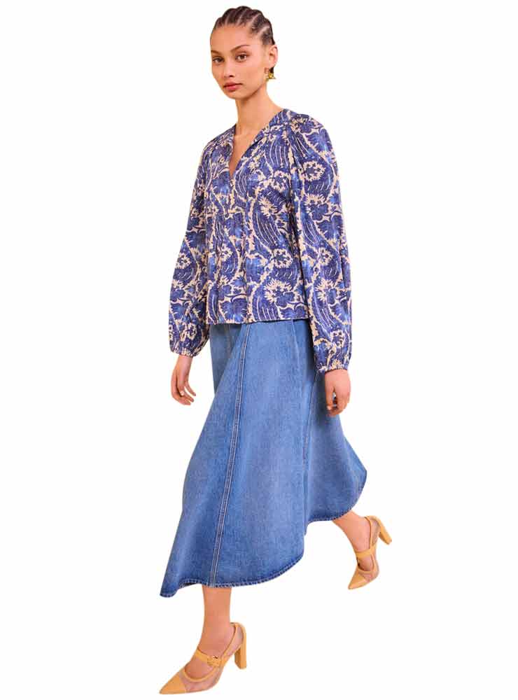 Ulla johnson brea long sleeve blouse ocean