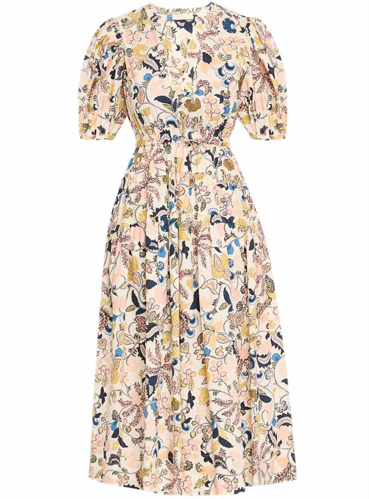Ulla Johnson Adriana short sleeve midi dress magnolia