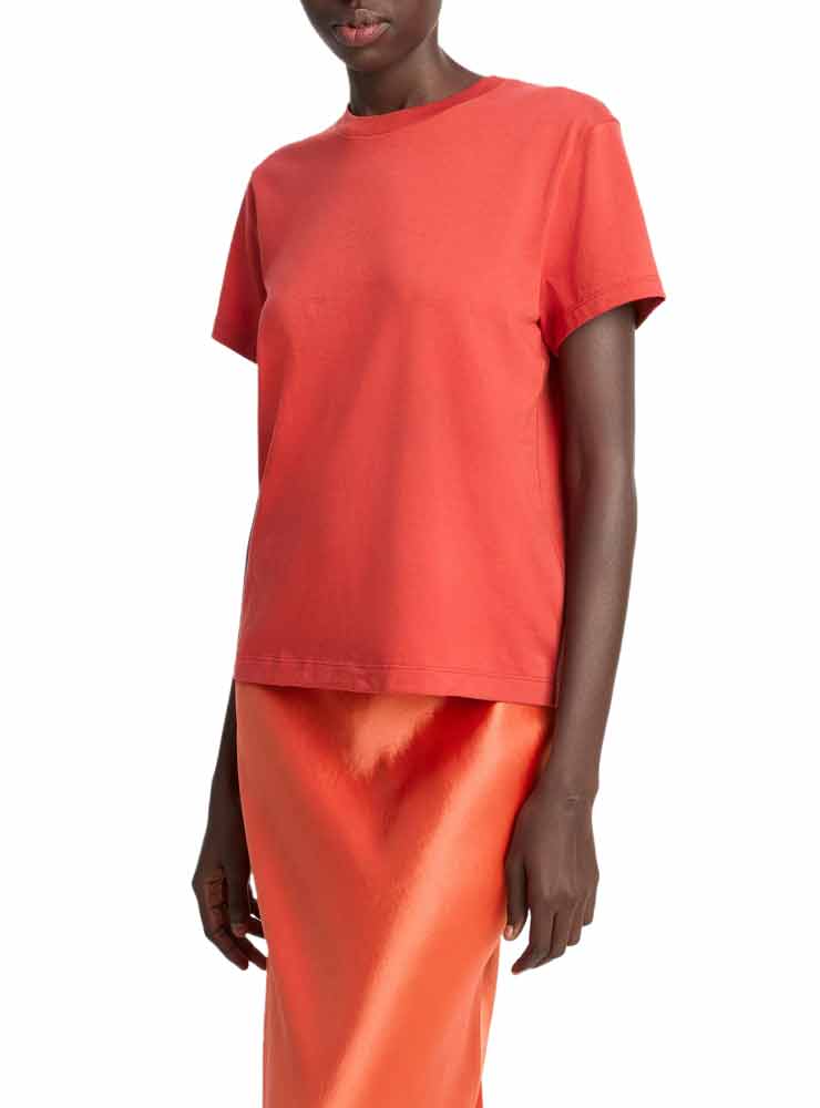 Vince Pima Cotton Crew Neck T-Shirt brick rose