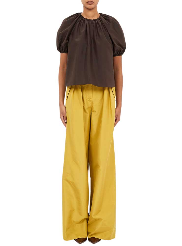 Ulla Johnson talie silk short sleeve blouse sequoia