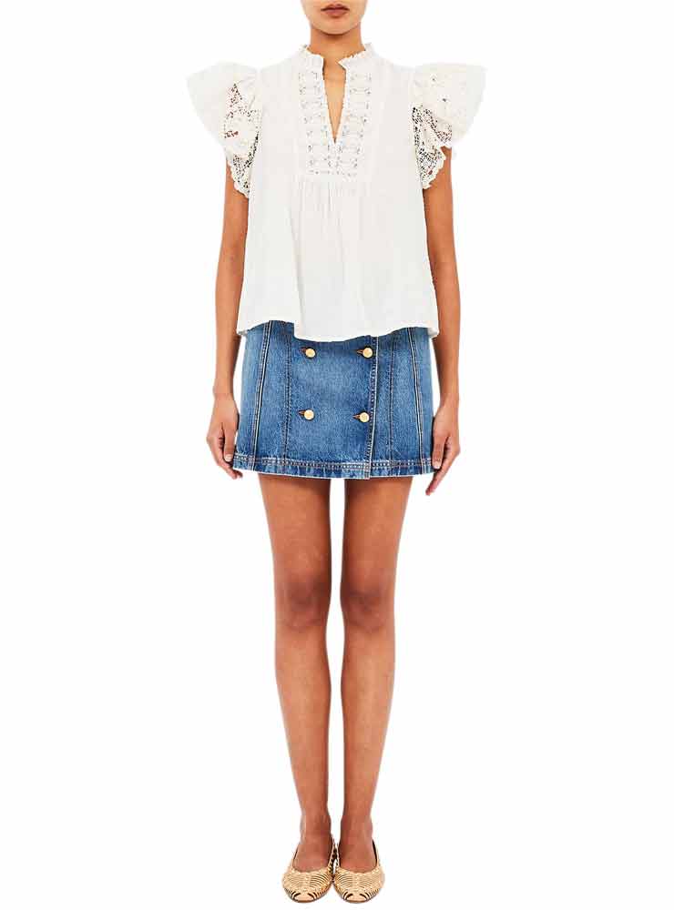 Ulla Johnson jolie flutter sleeve top pristine