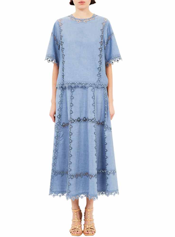 Ulla Johnson kai short sleeve top chambray