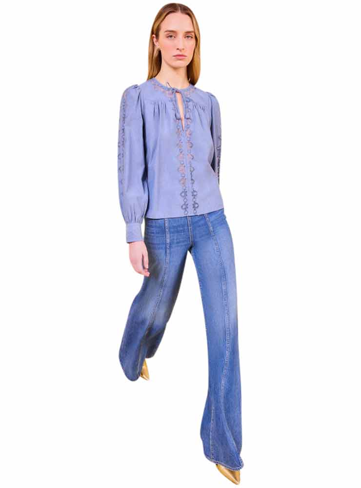 Ulla Johnson kady long sleeve blouse chambray