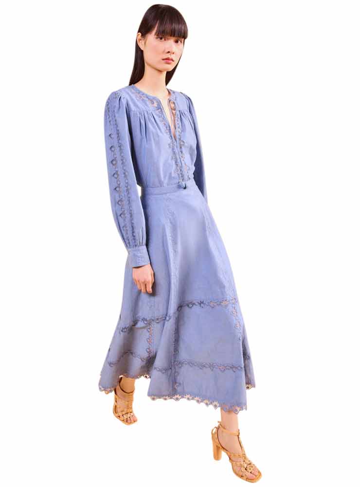 Ulla Johnson lucia flared skirt chambray