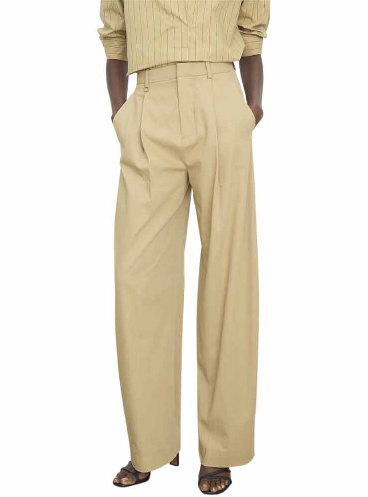 Vince Italian Cotton Pleated Trouser Fawn
