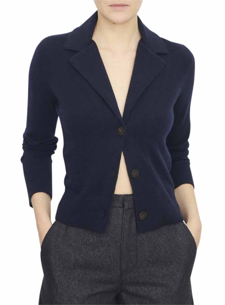Vince Wool & Cashmere-Blend Lapel Cardigan Coastal Blue