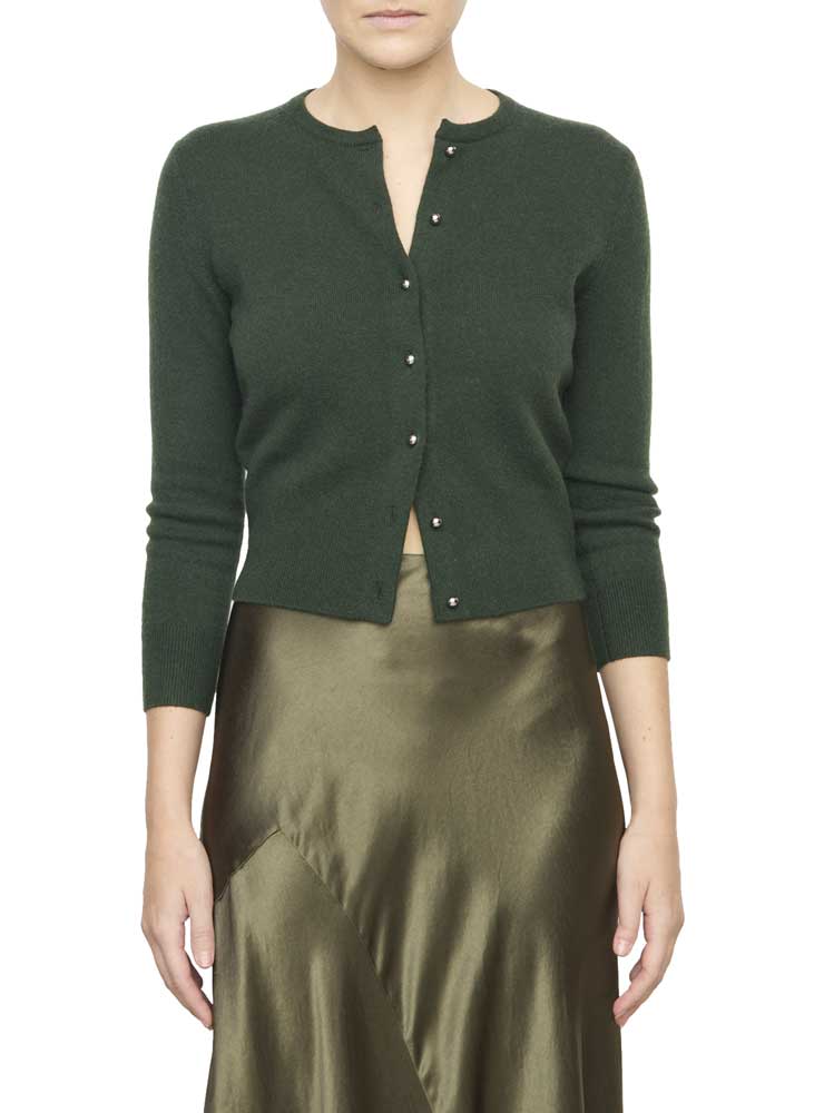 Vince METAL BUTTON CARDIGAN forest