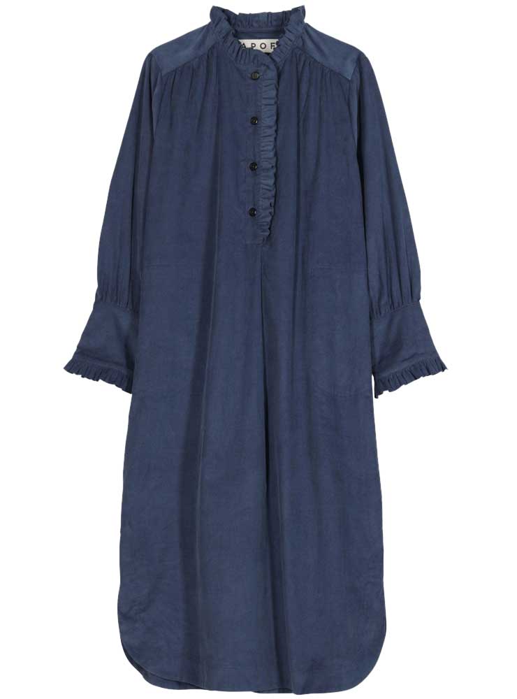 Apof MANDA DRESS PARIS BLUE BABY CORD