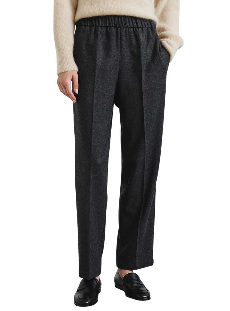 Pomandere trousers in viscose and wool flannel charcoal