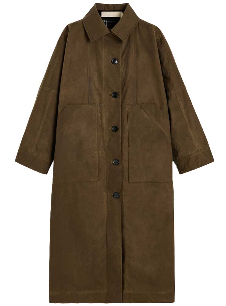 Aiayu Jay coat oilskin Bark