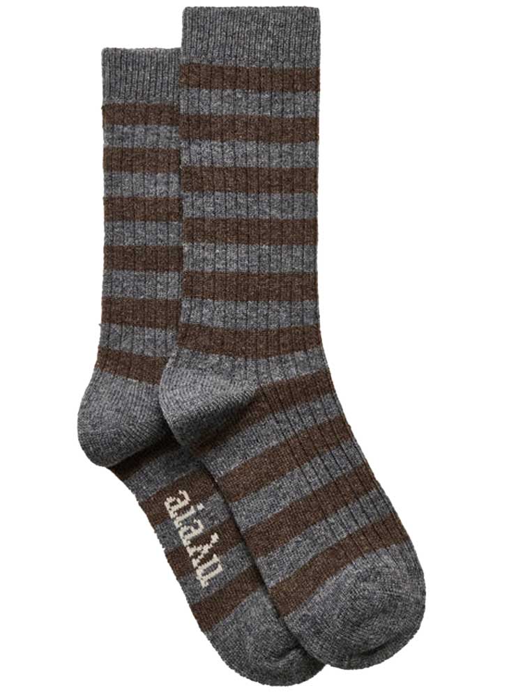 Aiayu Striped cashmere sock Mix Grey
