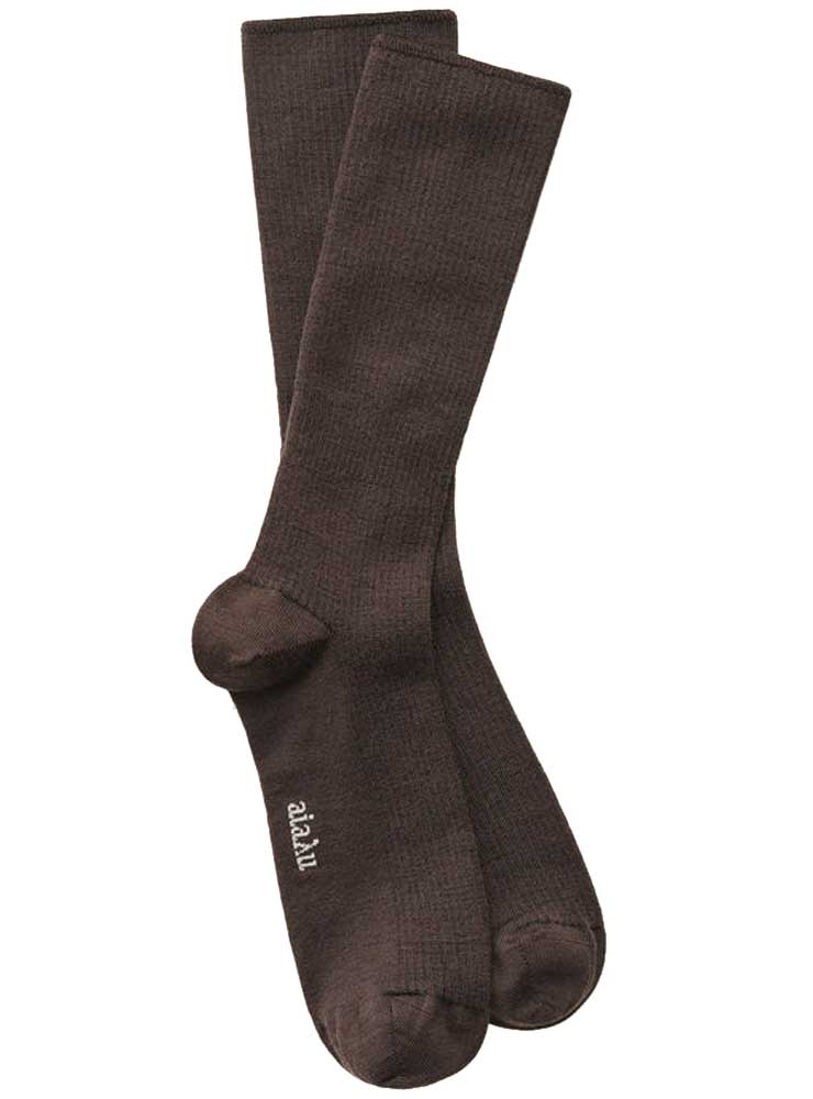 Aiayu Wool rib socks brown