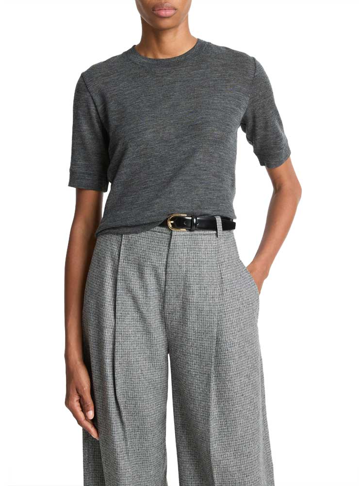 Vince Wool Shrunken T-Shirt Medium Heather Grey