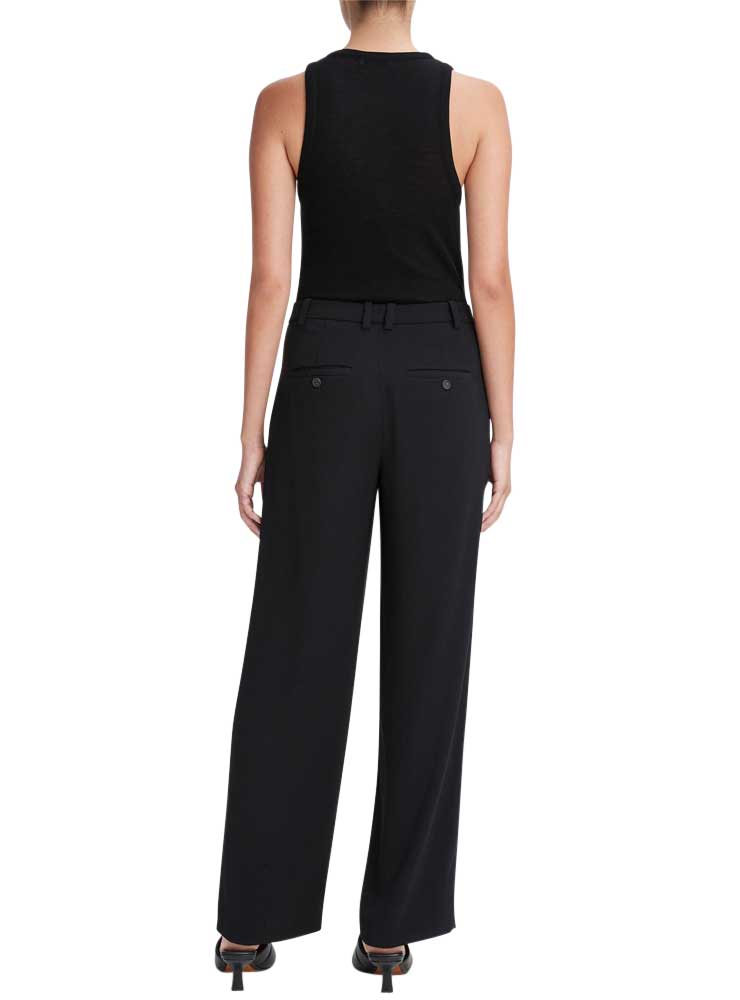 Vince Drop-Waist Pleated Crepe Trouser black