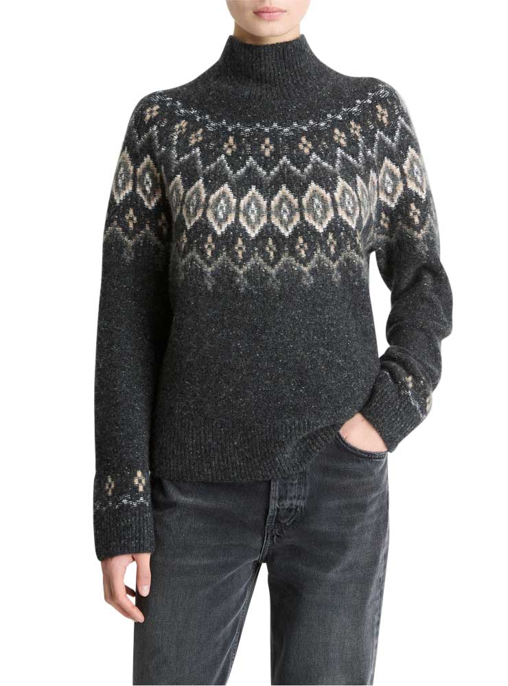 Vince Fair Isle Donegal Fair Isle Turtleneck Sweater
