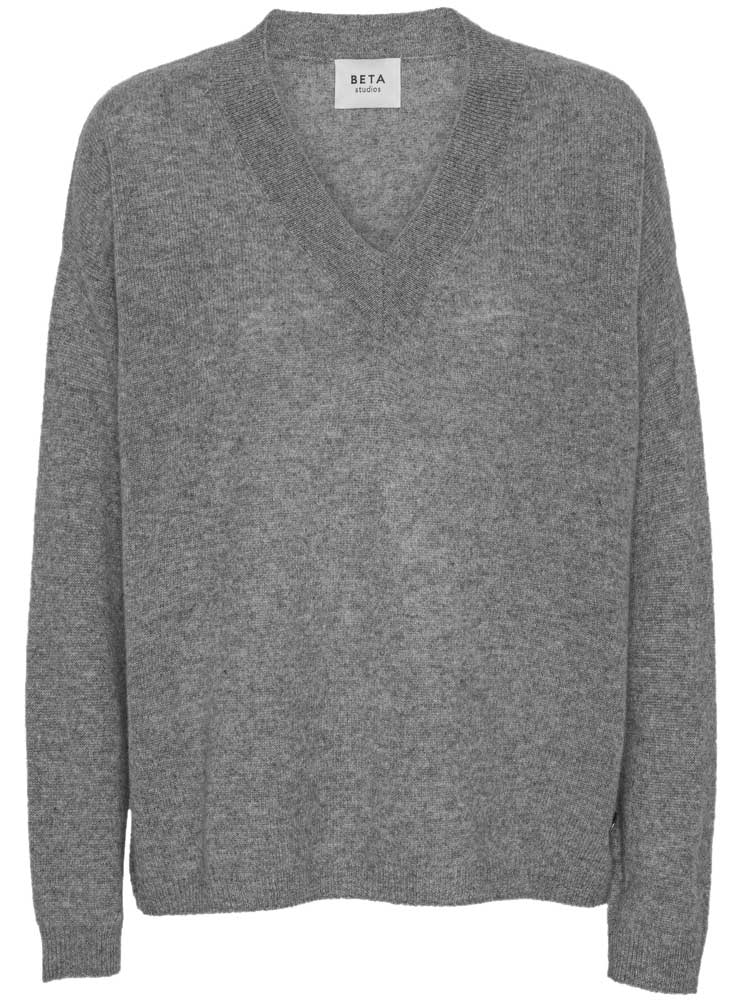 Beta studio halma v- neck grey melange