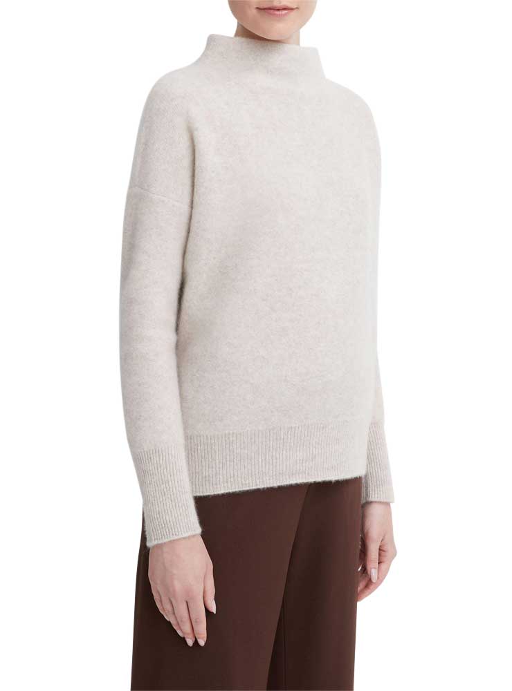 Vince Plush Cashmere Funnel-Neck Sweater marble