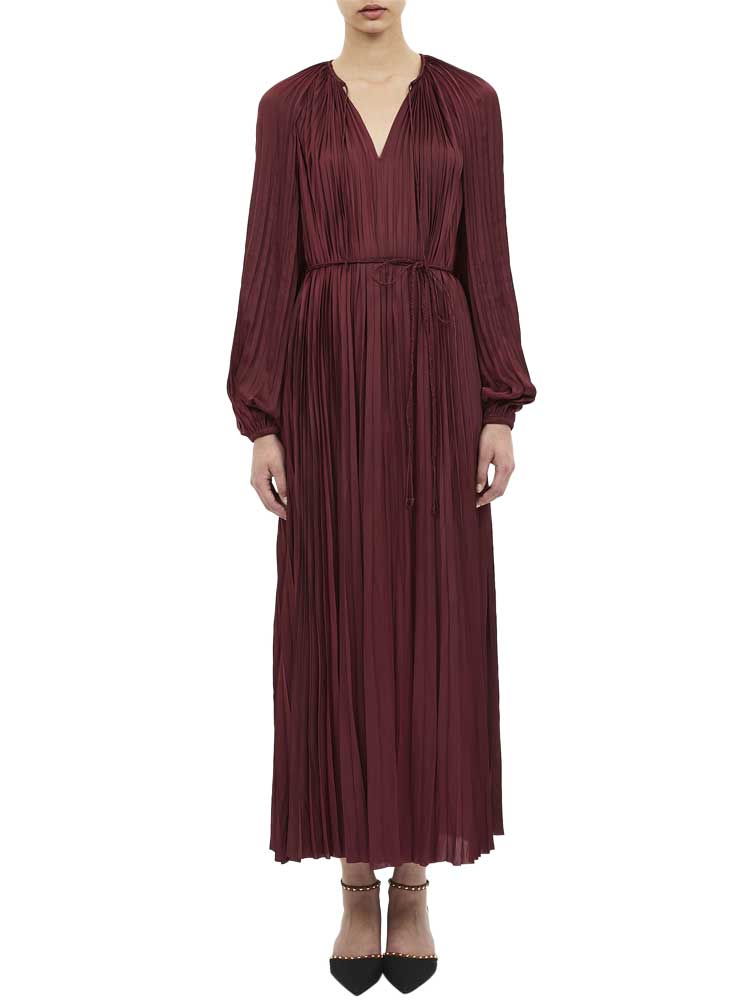 Ulla Johnson alexia pleated long dress claret