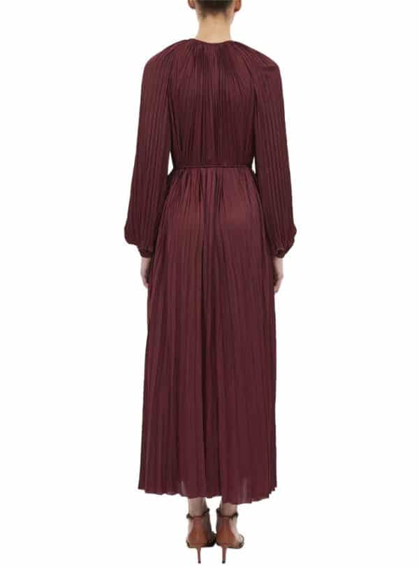 Ulla Johnson alexia pleated long dress claret