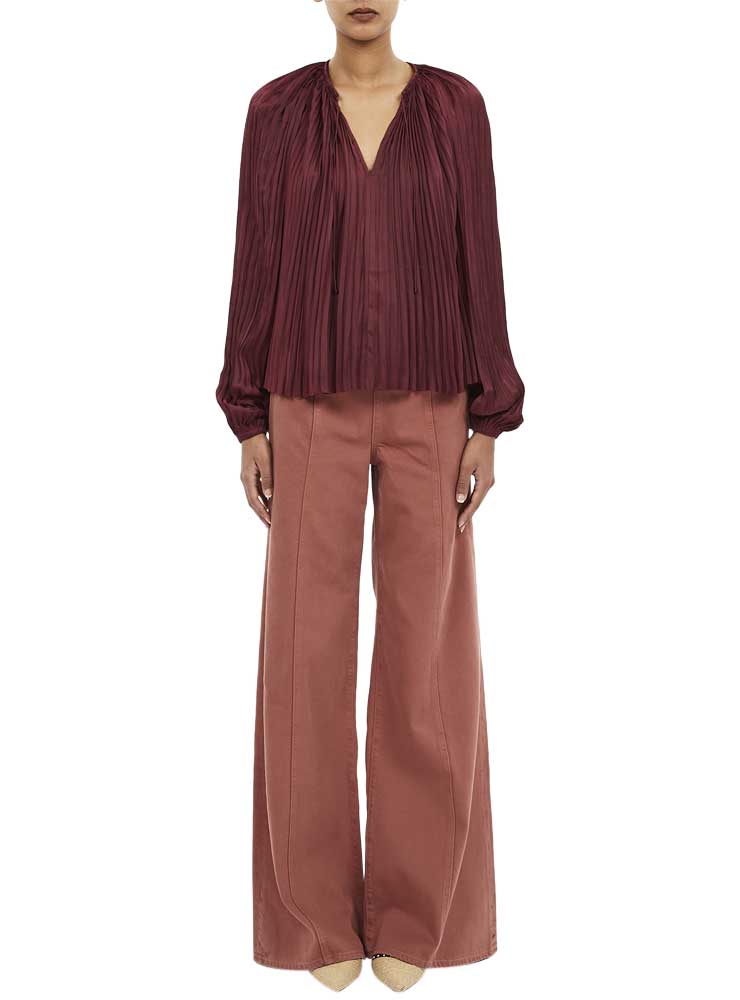 Ulla Johnson electra long sleeve blouse claret
