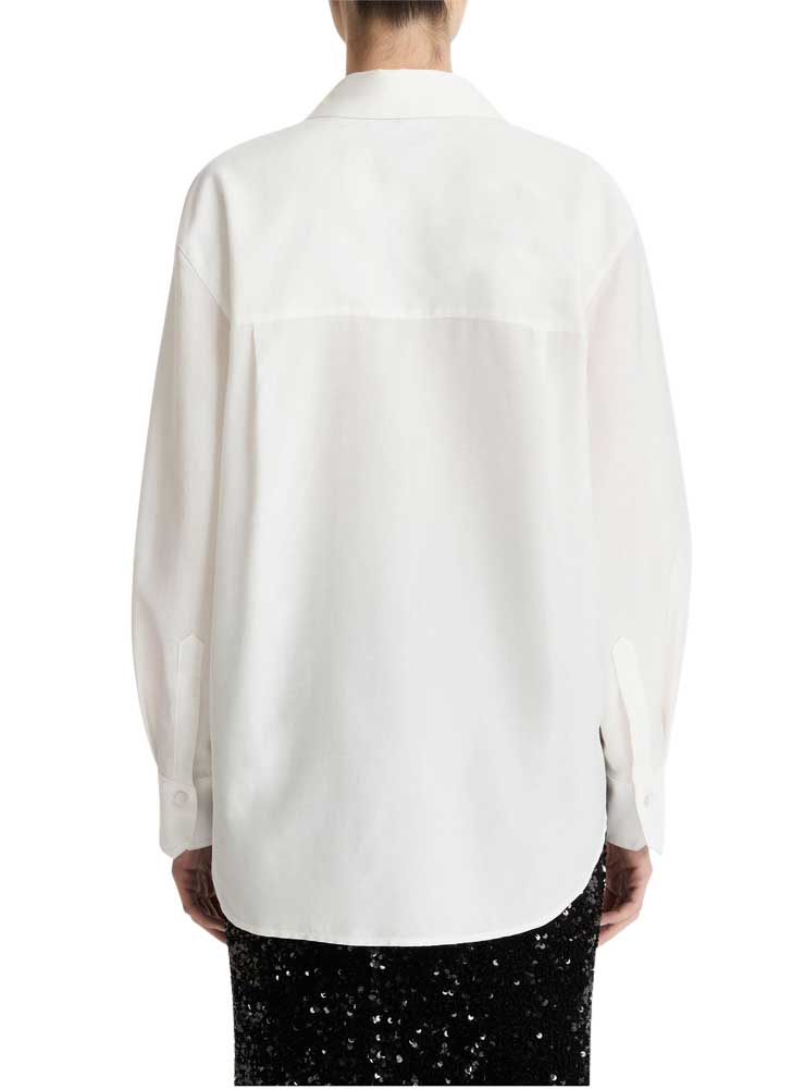 Vince Refined Twill Covered-Button Shirt Light Cream