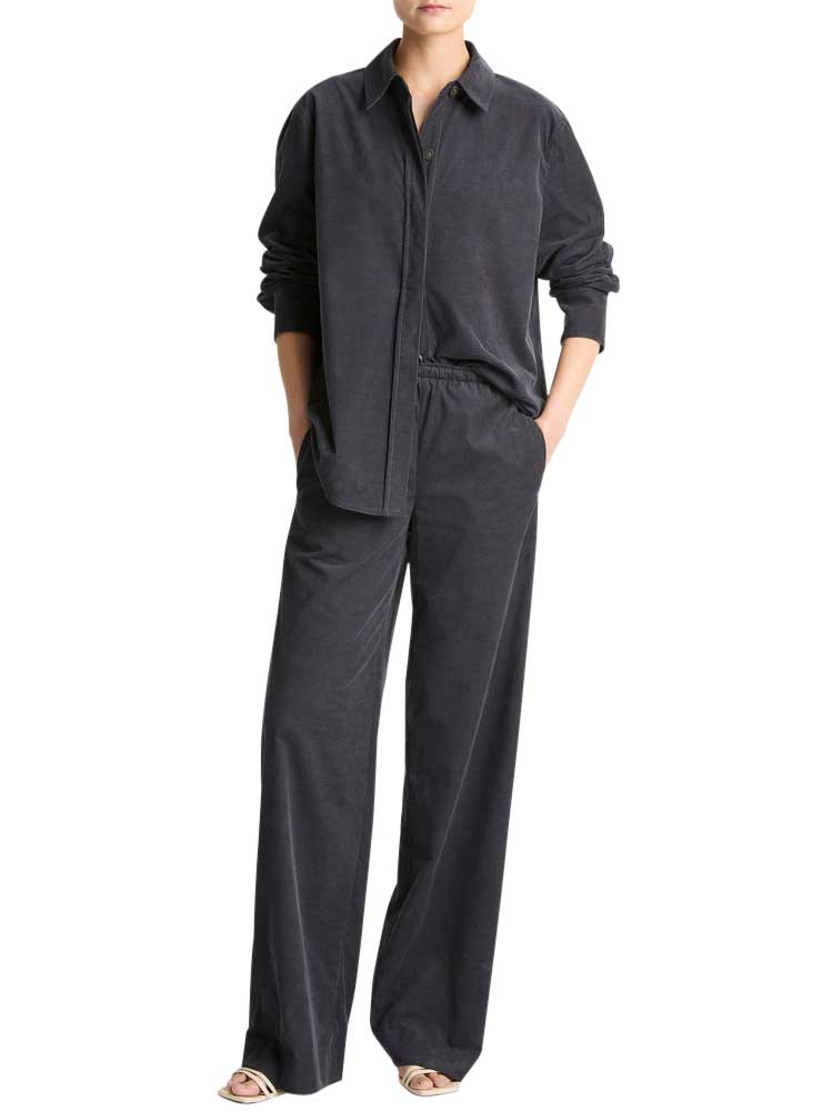 Vince Cotton Corduroy Oversized Shirt Graphite