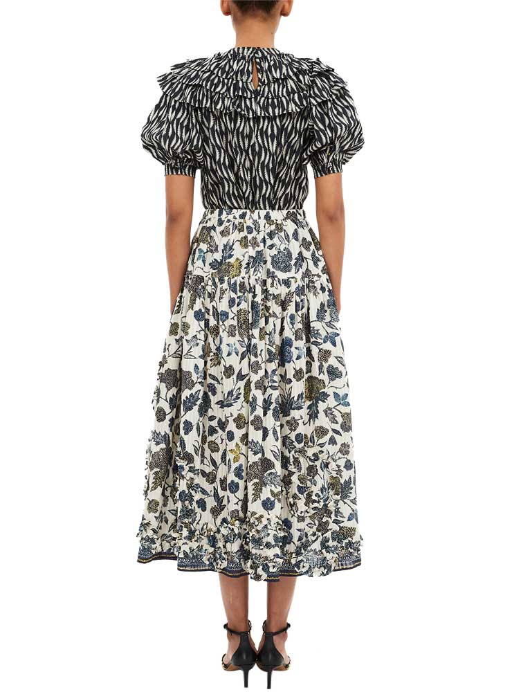 Ulla Johnson Alexandra Ruffled Skirt porcelain