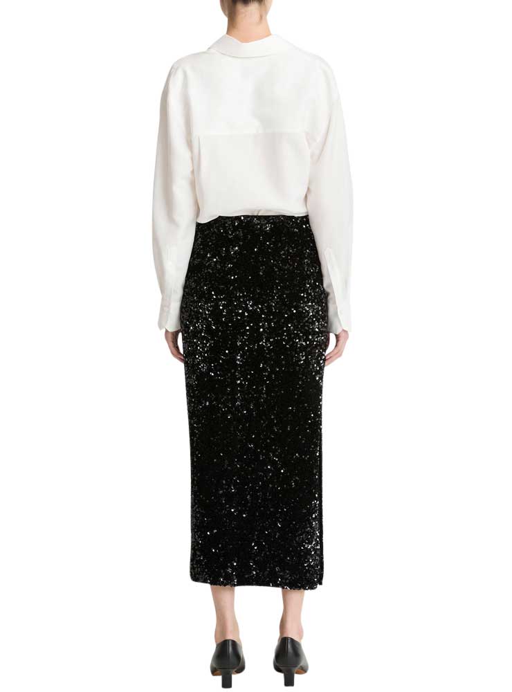 Vince Sequined Velvet Column Skirt black