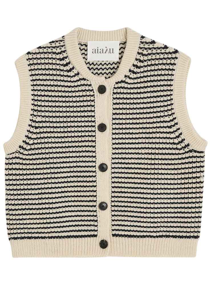 Aiayu Asha vest highland wool Mix Black Navy