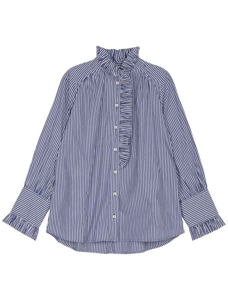 ANNEMONNE BLUSE - BLÅ & HVID STRIBET