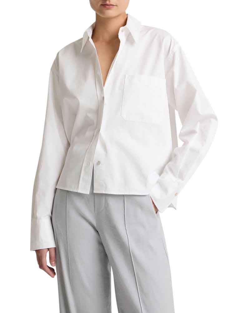 Vince Cotton Cropped Shirt Optic White