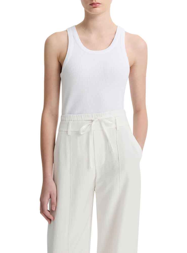 Vince Ribbed Scoop Neck Tank OPTIC WHITE